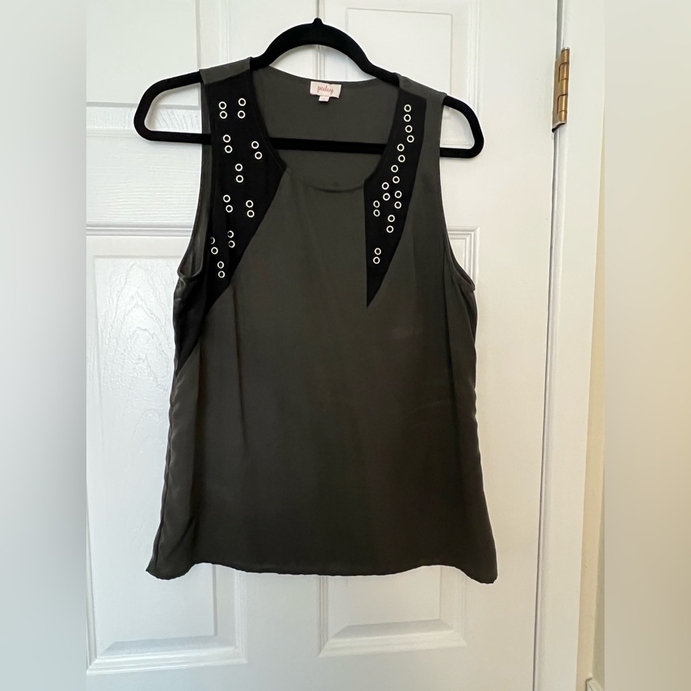 Pixley Olive Blouse with Grommet Detail - Picture 2 of 4